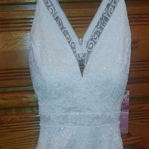 White sparkly lace homecoming dress